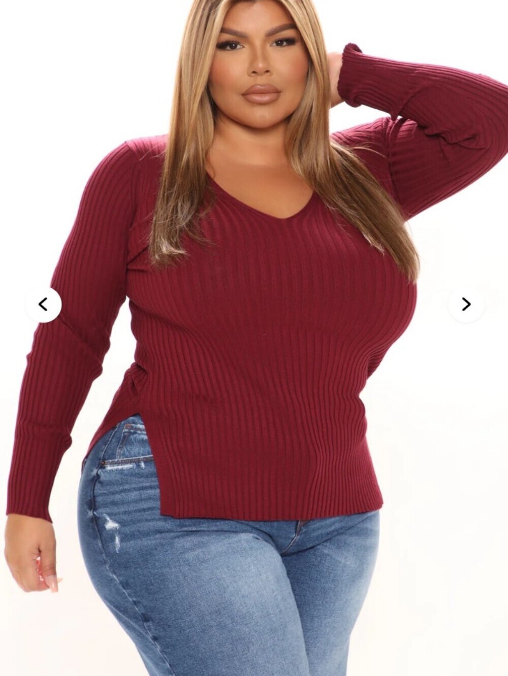 Fashion Nova Giving Me The Feels Sweater - Burgundy 1X (EUC)